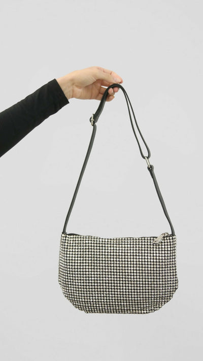 Julz Ophelia Diamanté Bag - Black / Cream - Shopzetu