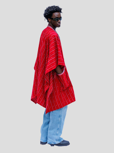 Liquid Lemn Curvy Plus Size Jasiri With Pocket Kimono - Red