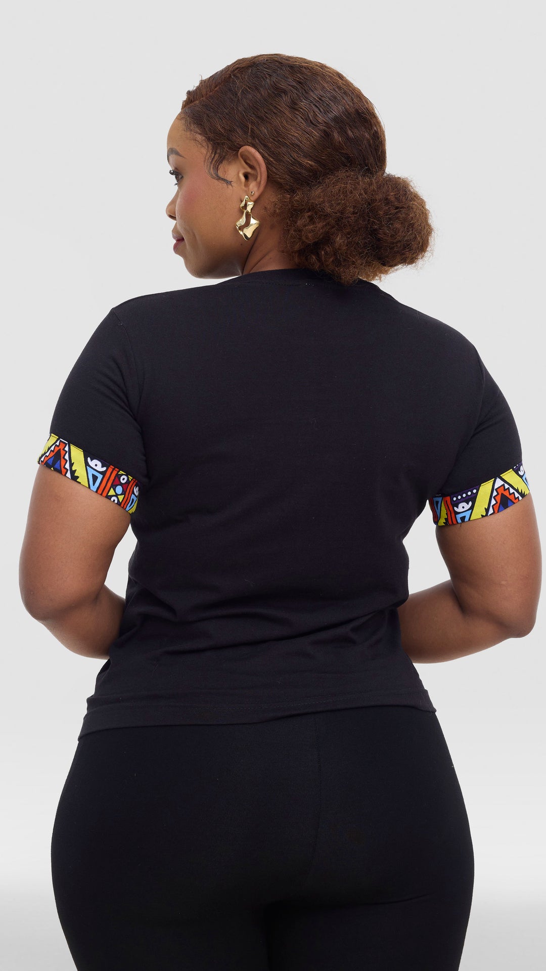 Princess Affair Tshirt with Ankara Pocket Detail - Black