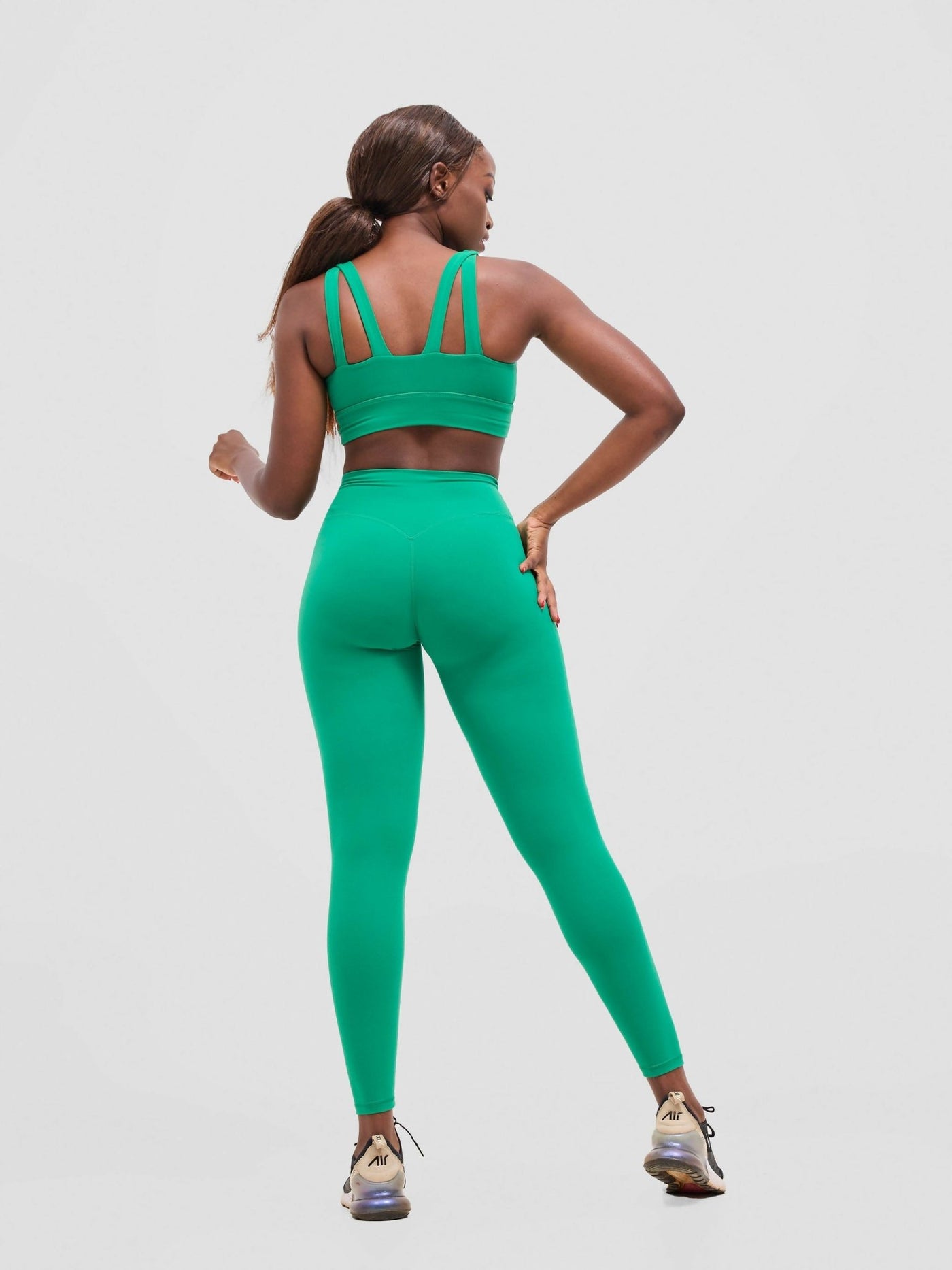 Flen Store High Impact Sports Bra & Leggings Set - Vintage Green - Shopzetu
