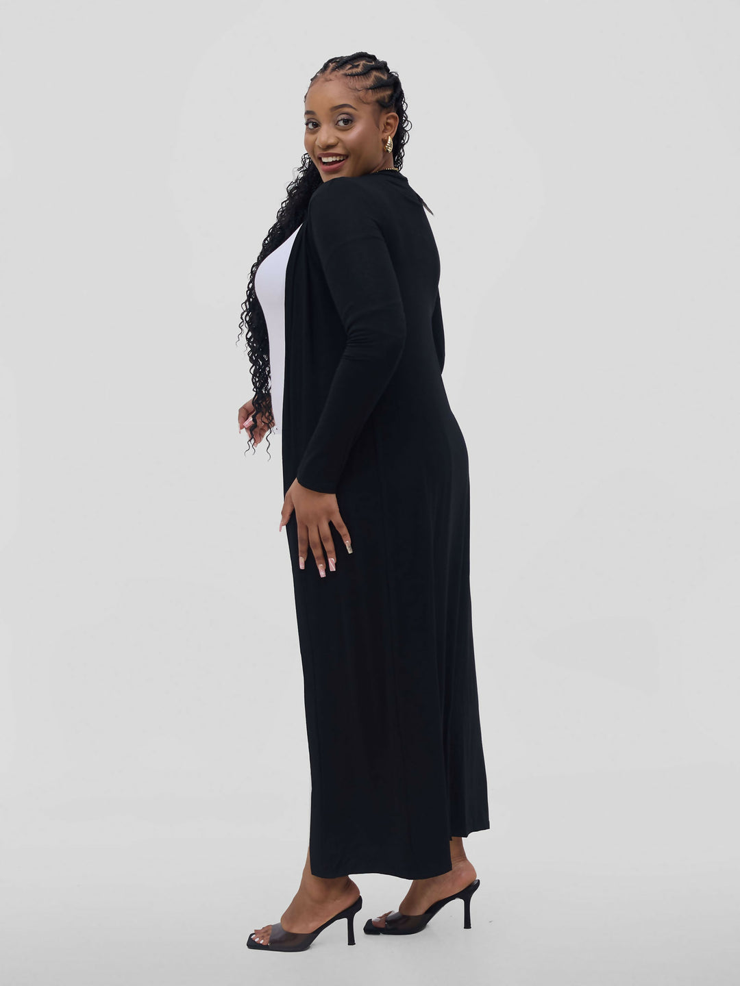 Stylish Sisters Flowy Cotton Kimono - Black - Shopzetu