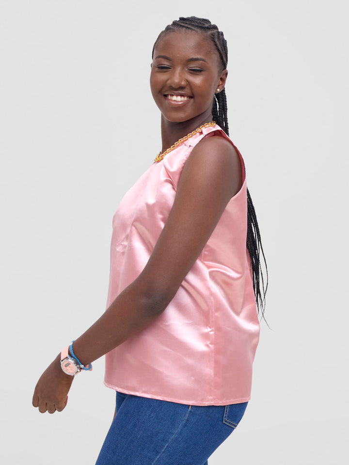 Fine Things Satin Top - Peach