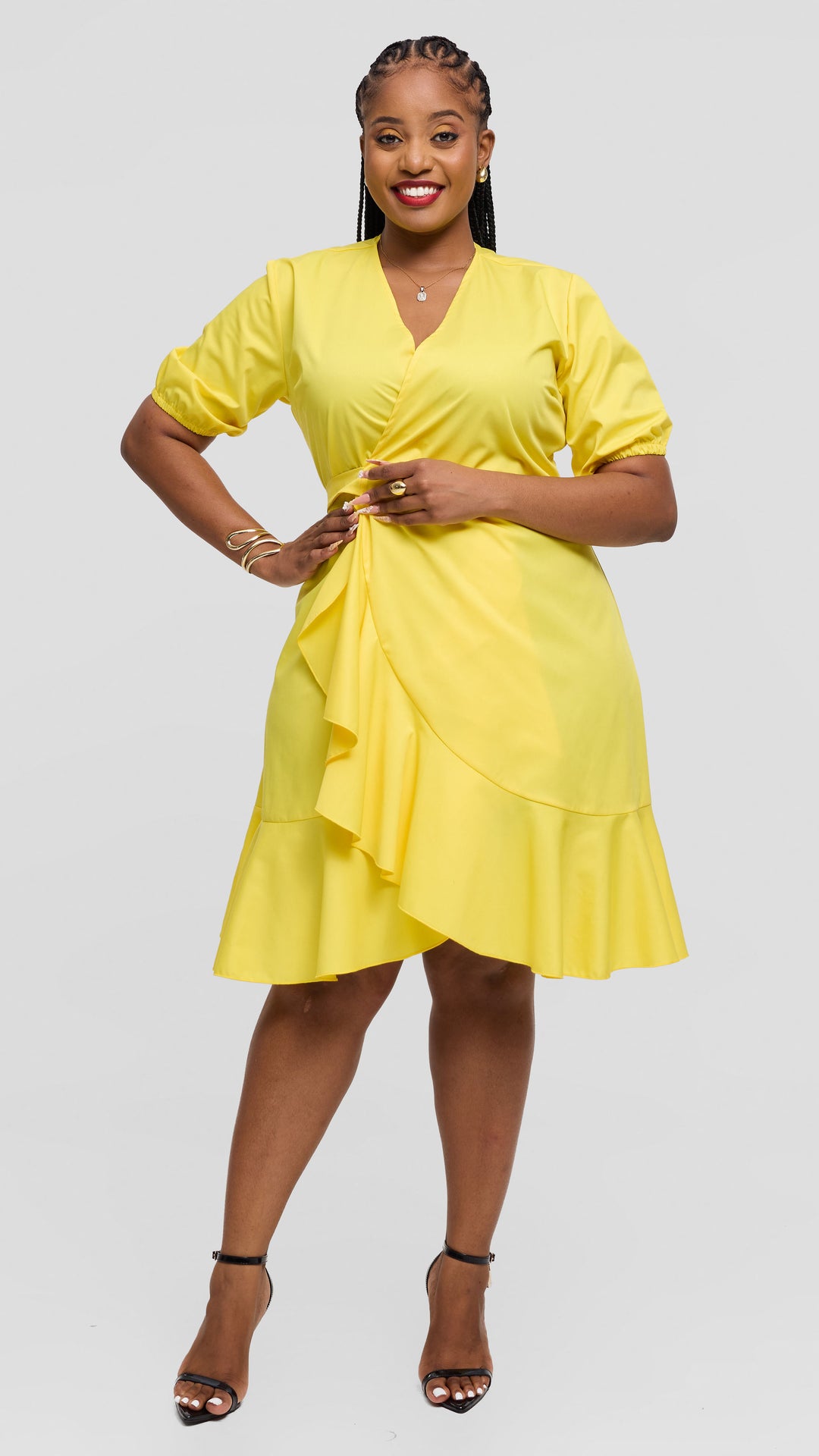 Lizola Waverly Wrap Dress - Yellow