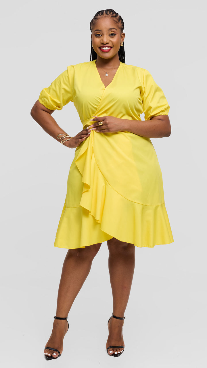 Lizola Waverly Wrap Dress - Yellow