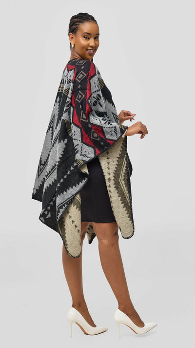 Afrodame light poncho - Black