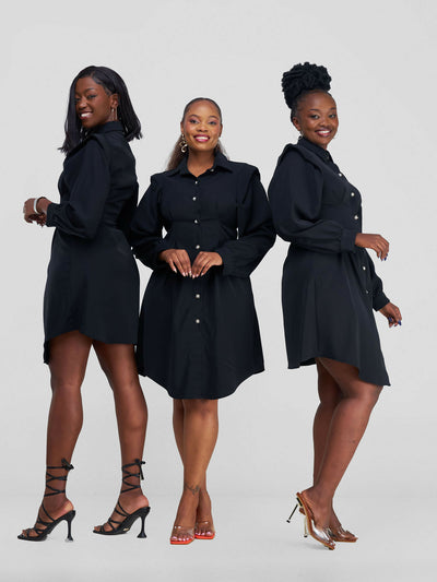 Elan CocoAfrike  Eila Shirt Dress - Black