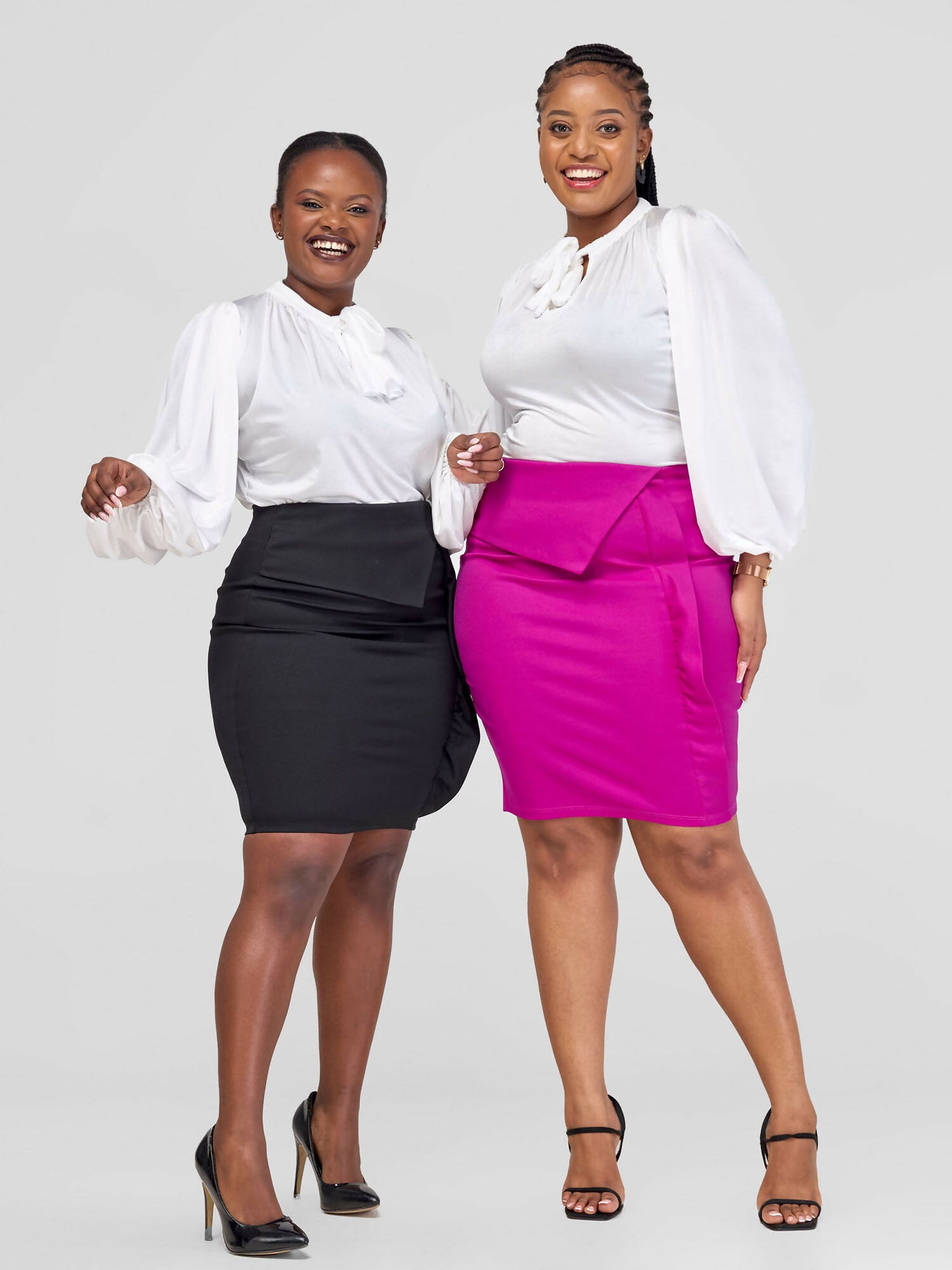 Elsie Glamour Lila Asymmetrical Skirt - Fuchsia - Shopzetu