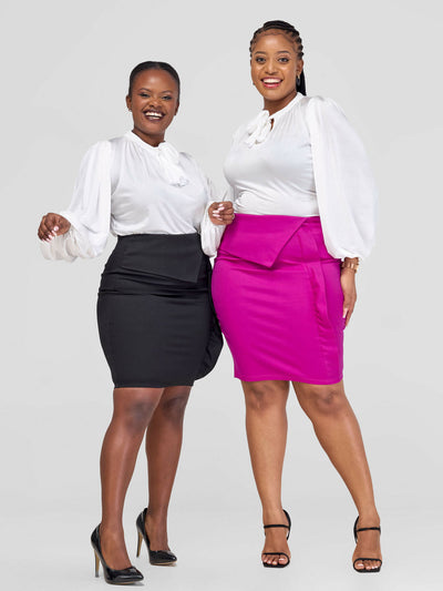 Elsie Glamour Lila Asymmetrical Skirt - Fuchsia - Shopzetu