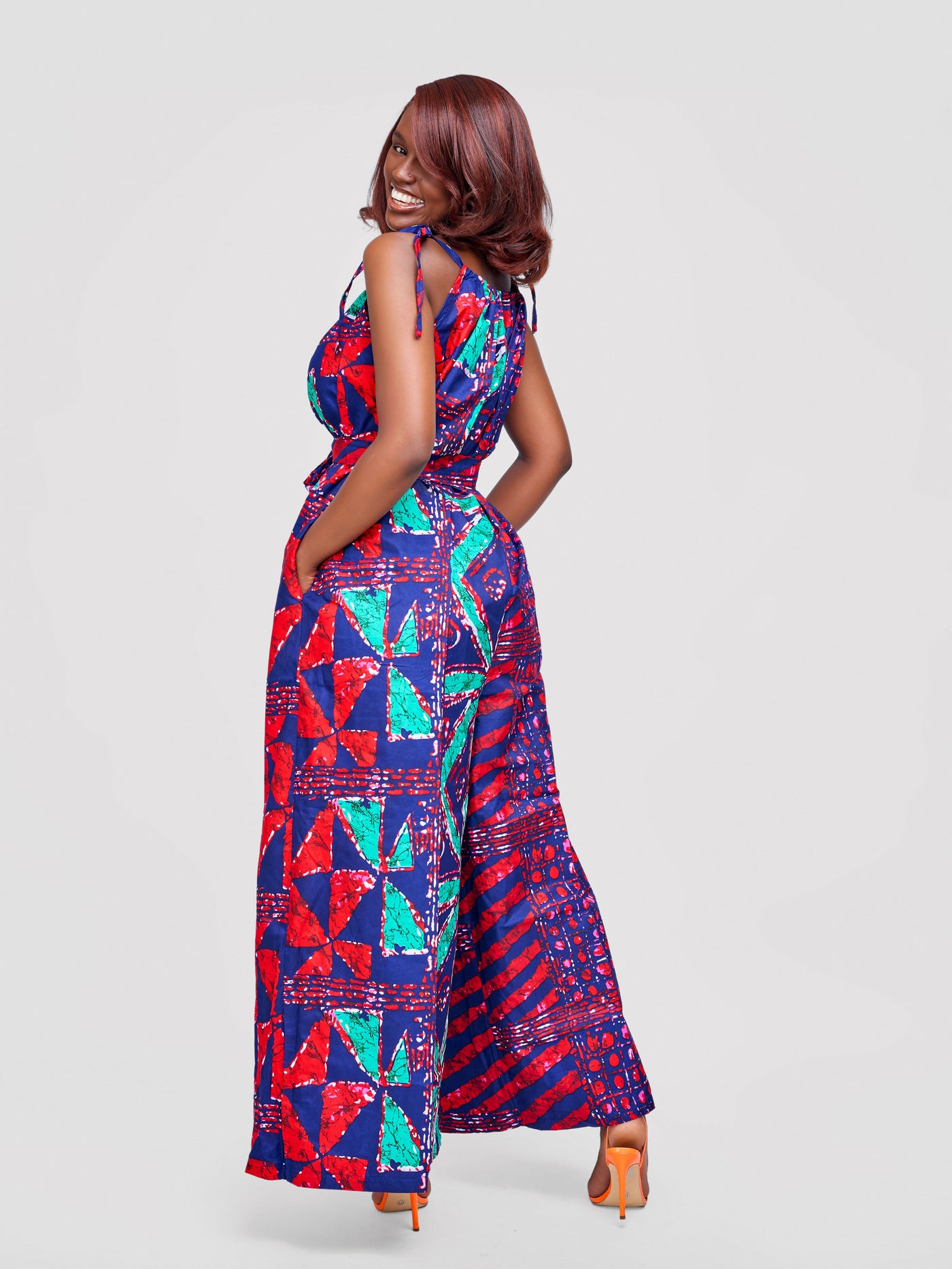 Tuli Zenani Ankara Jumpsuit - Blue / Red