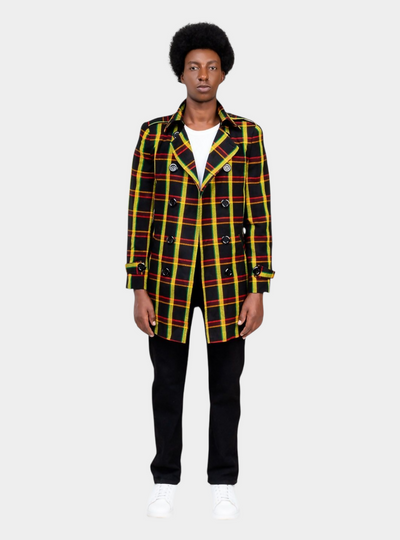 Rafiki Threads Kyro Trench Coat - Black Print