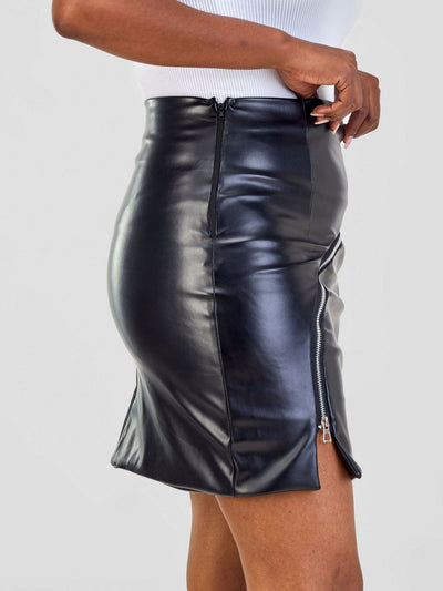 Misstcal Leather Skirt - Black - Shopzetu