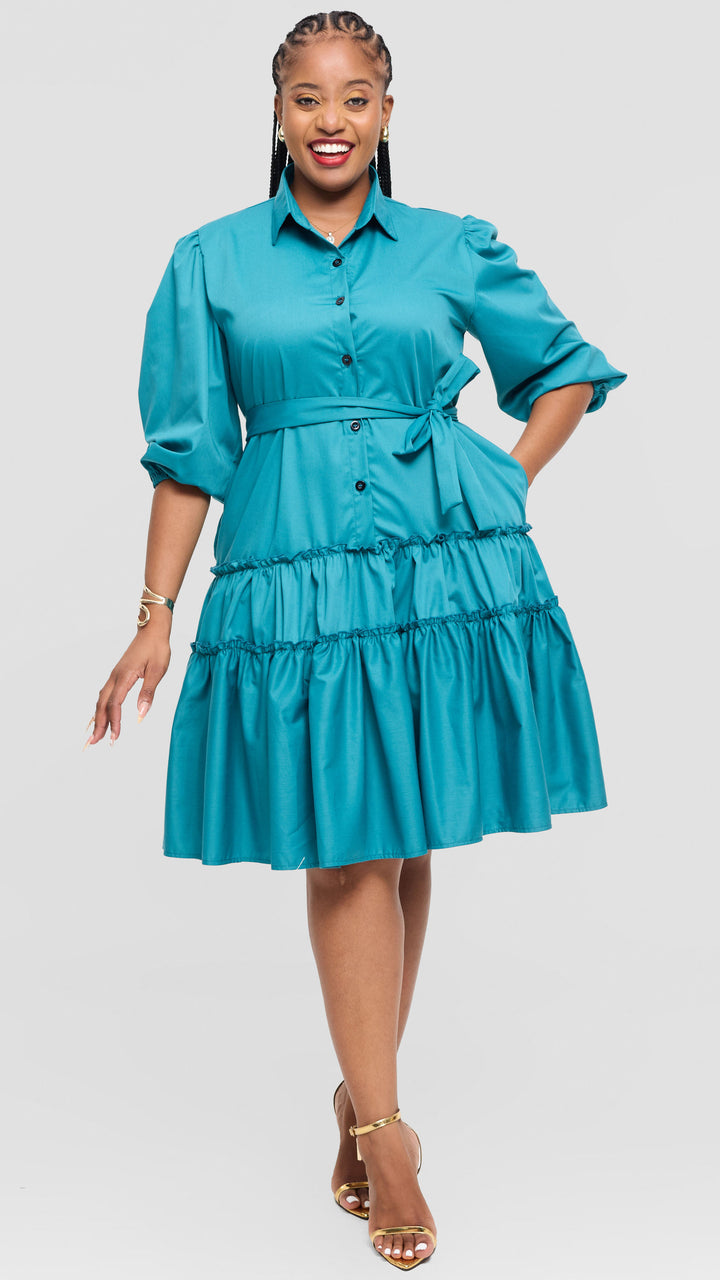 Lizola  Skyla Shirt Dress - Blue
