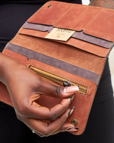 Mubi Leather Kawara Ladies Walllet - Brown - Shopzetu