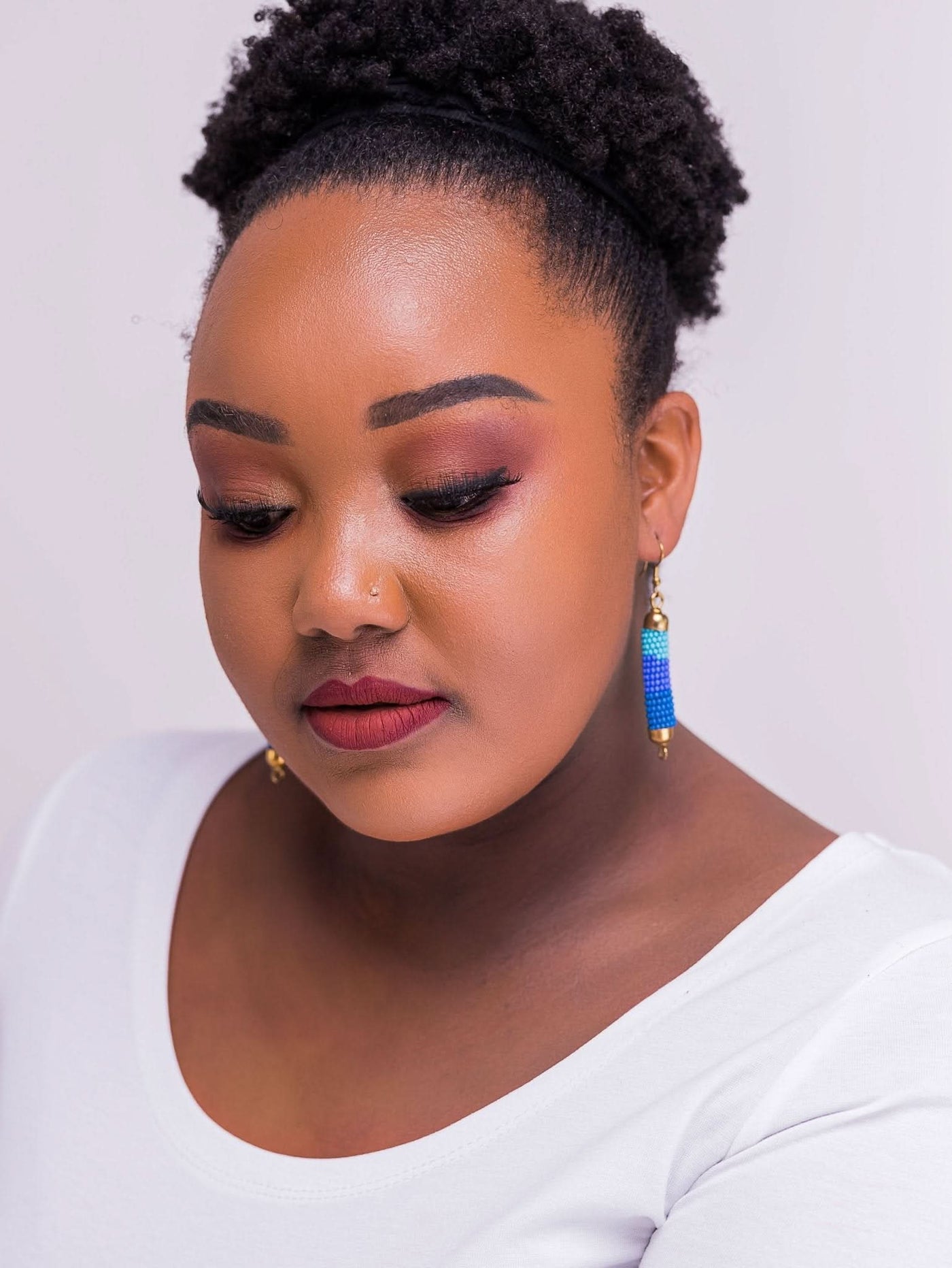 Kawira Tausi Earrings - Blue - Shopzetu