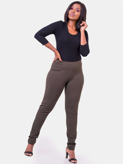 Vivo Basic Panelled Leisure Pants - Hunters Green - Shopzetu