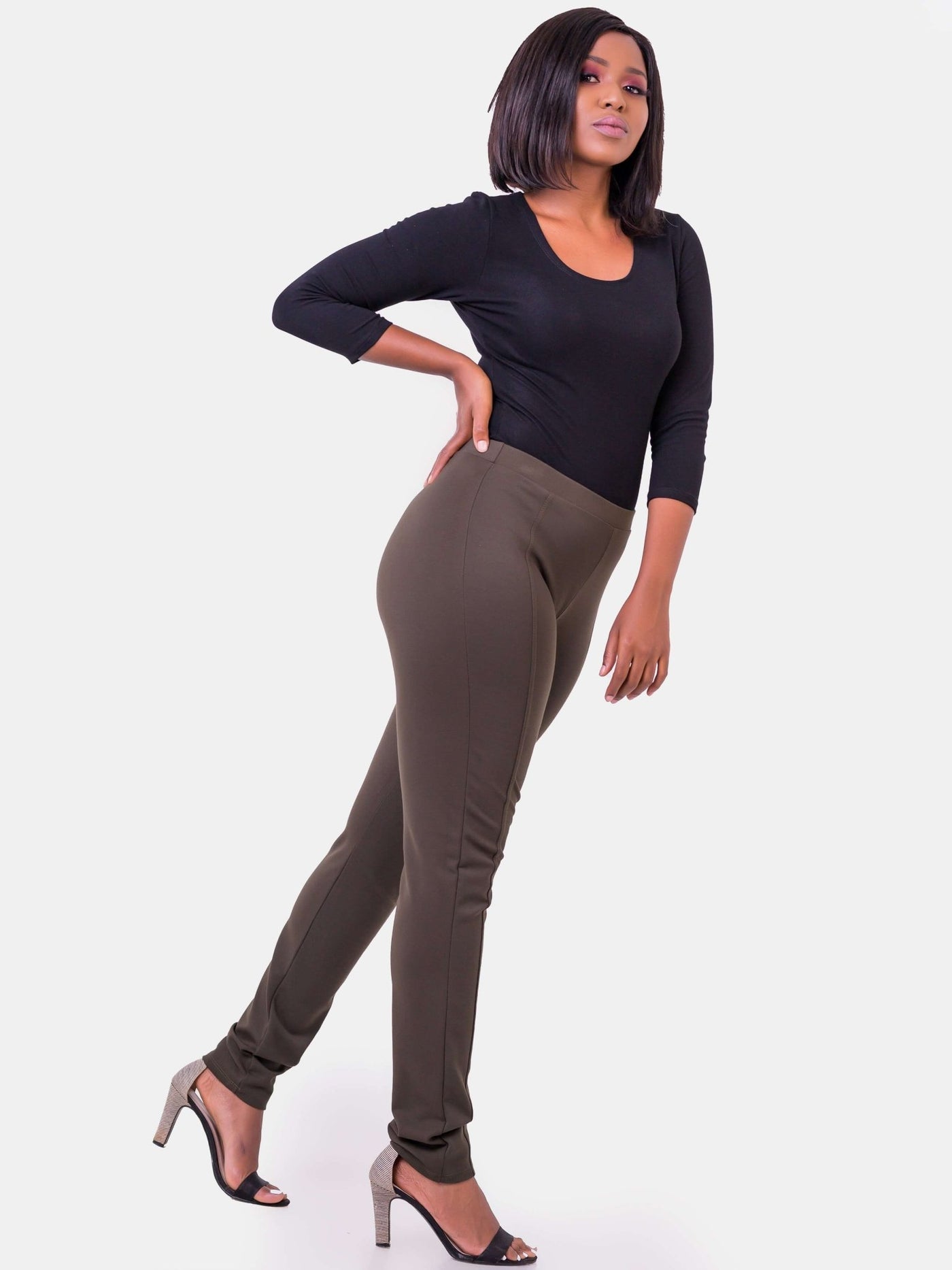 Vivo Basic Panelled Leisure Pants - Hunters Green - Shopzetu