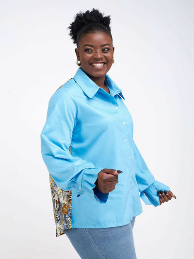 Simbaress Ankara Mix Duma Top - Blue - Shopzetu