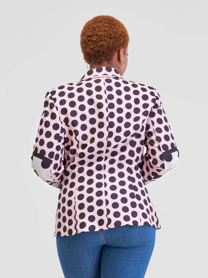 Immaculate Chic Polka Dot Blazer - Rose Pink - Shopzetu