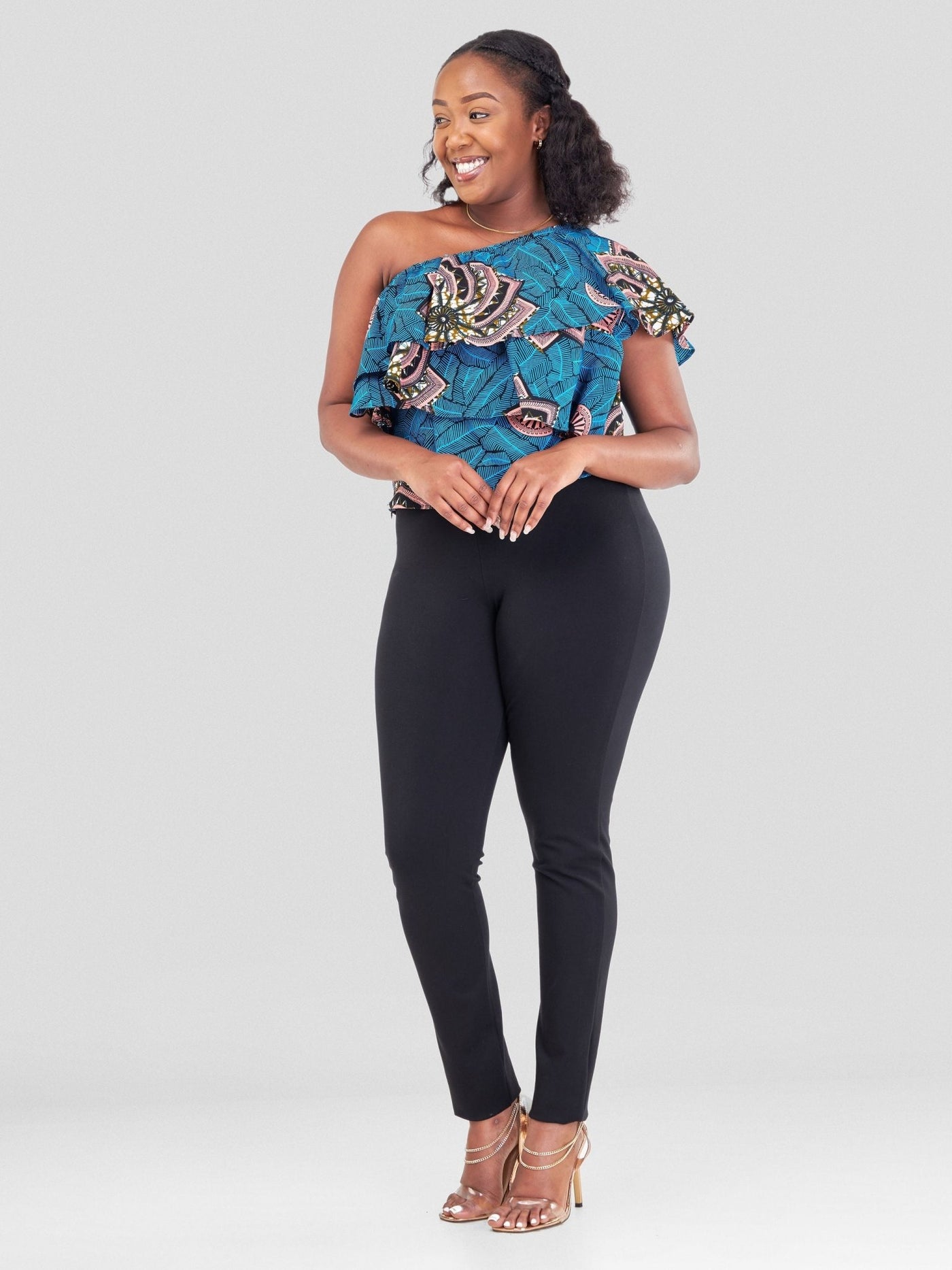 Vivo Naya One Shoulder Flounce Top - Tawi - Shopzetu