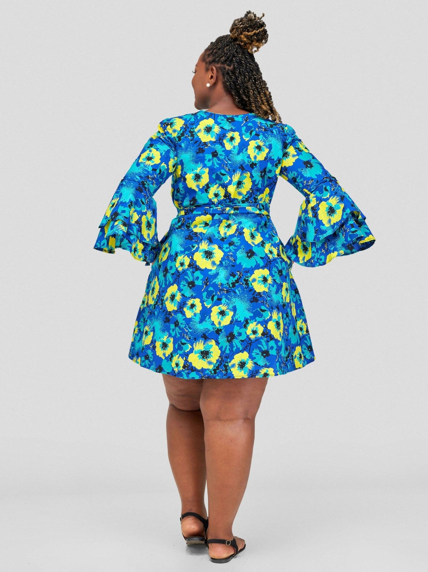 Gravio Fashions Kola Free Dress - Blue / Yellow - Shopzetu