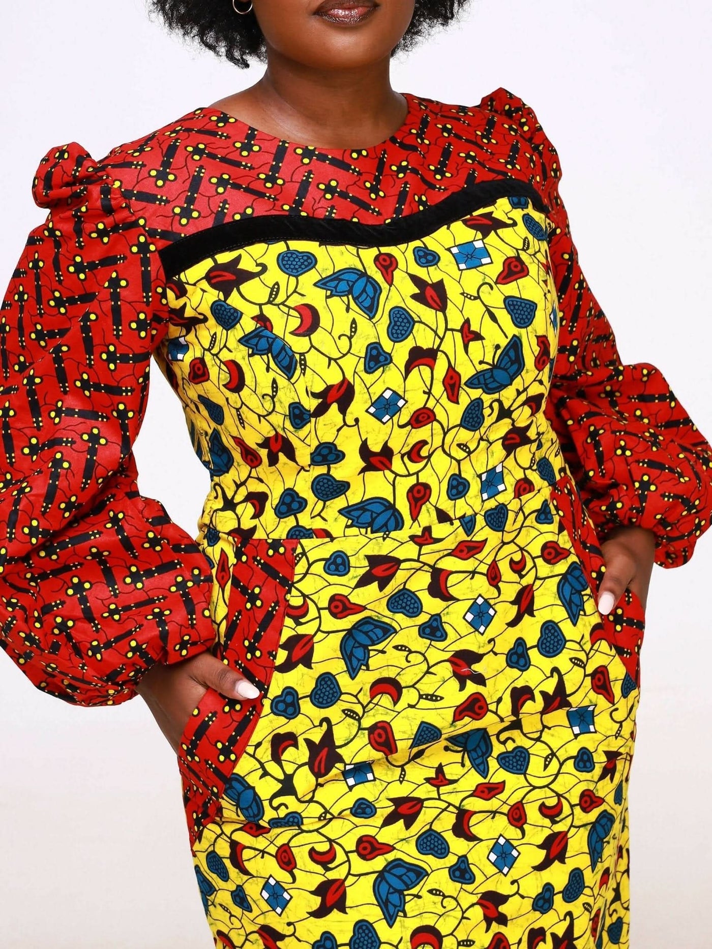 Ancestral House DD Ajike Fitted Dress - Yellow - Shopzetu