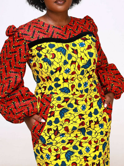 Ancestral House DD Ajike Fitted Dress - Yellow - Shopzetu