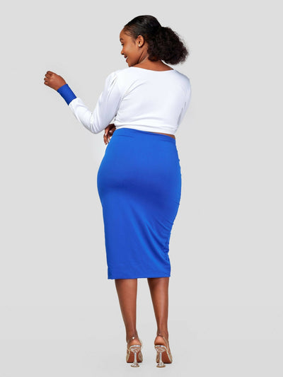 Juka Closet 2 Piece Wrap Top and Skirt - Blue/ White - Shopzetu