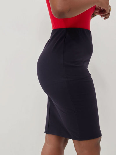 Vivo Basic Pencil Skirt - Navy Blue - Shopzetu