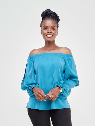 Vivo Yumi Off Shoulder Top - Teal - Shopzetu