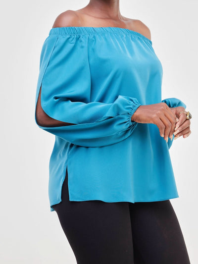 Vivo Yumi Off Shoulder Top - Teal - Shopzetu