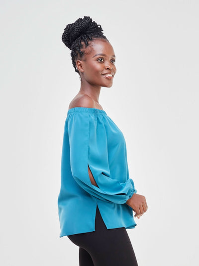 Vivo Yumi Off Shoulder Top - Teal - Shopzetu