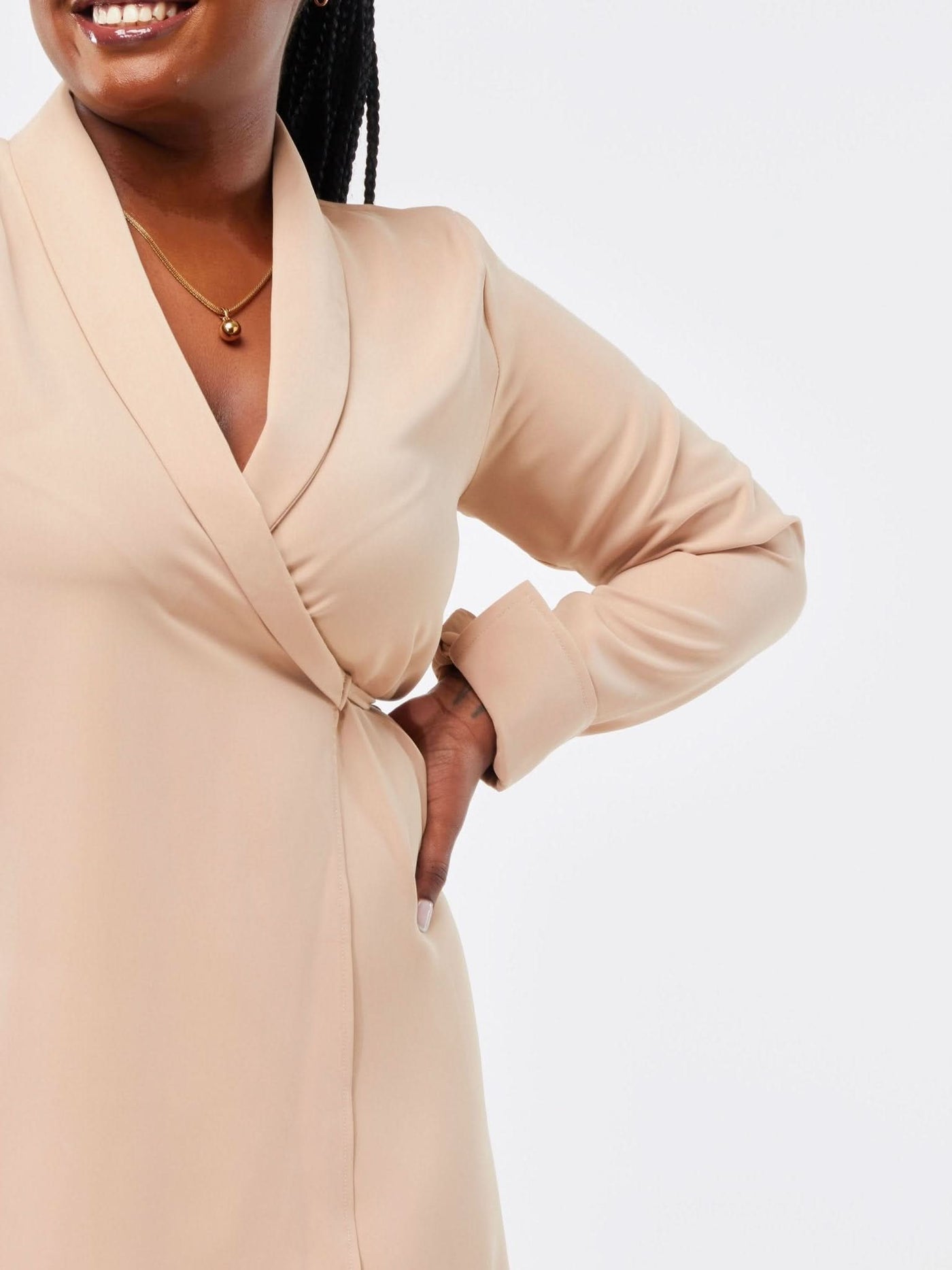 Zia Africa Mamma Mia Knee Length Dress Beige - Shopzetu