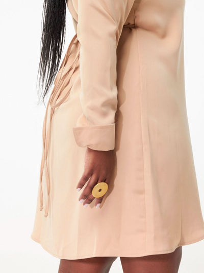 Zia Africa Mamma Mia Knee Length Dress Beige - Shopzetu