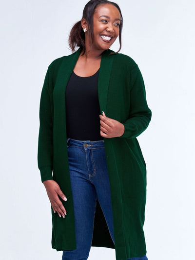 Vivo Long Sleeve Midi Waterfall - Dark Green - Shopzetu