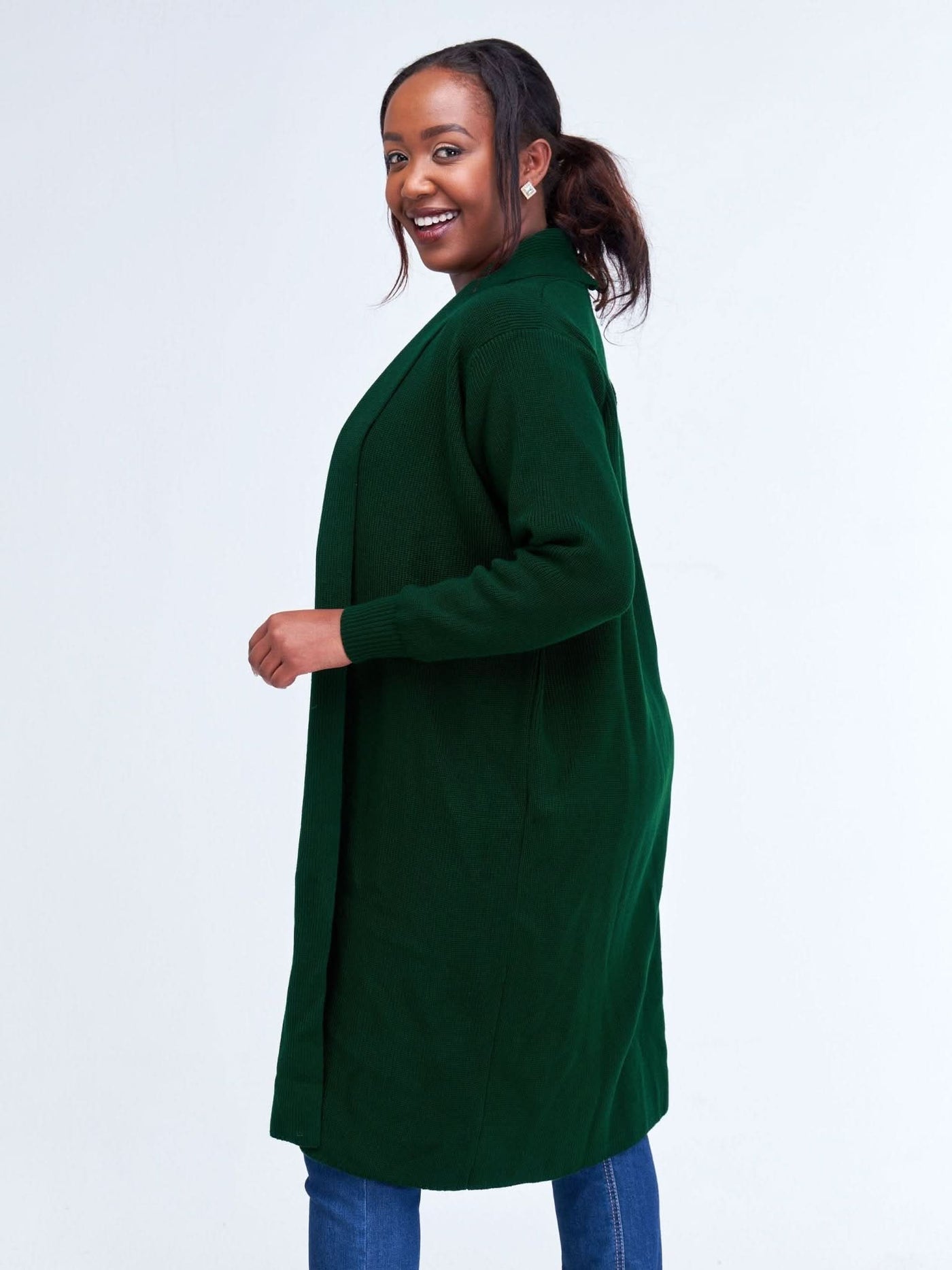Vivo Long Sleeve Midi Waterfall - Dark Green - Shopzetu