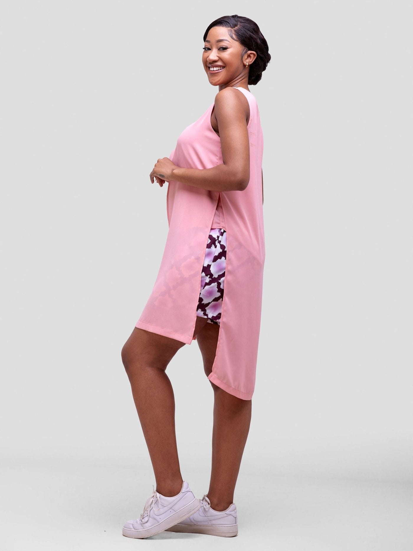 Vivo Soleil Sleeveless Layered Top - Pink - Shopzetu