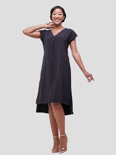 Vivo Soleil Sleeveless Layered Knee Length Dress - Black - Shopzetu