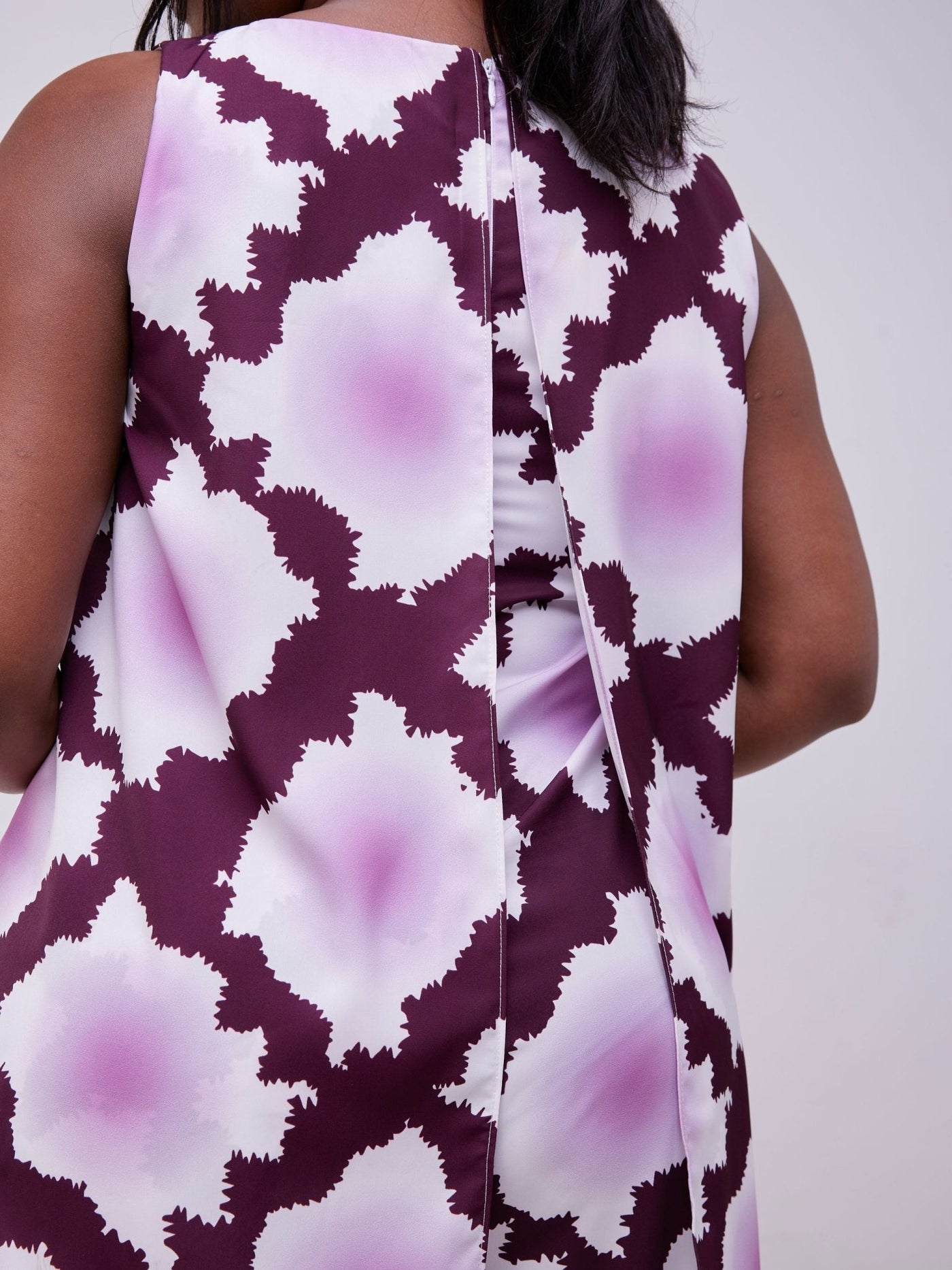 Vivo Soleil Sleeveless Drape Jumpsuit - Mulberry / Dusty Pink Almasi Print - Shopzetu