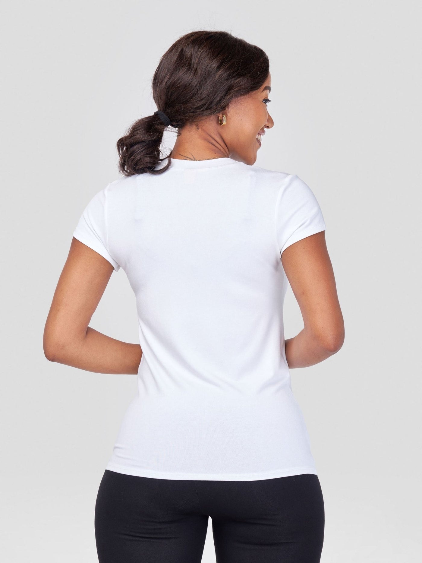 Vivo Basic V-neck Cap Sleeve Top - White - Shopzetu