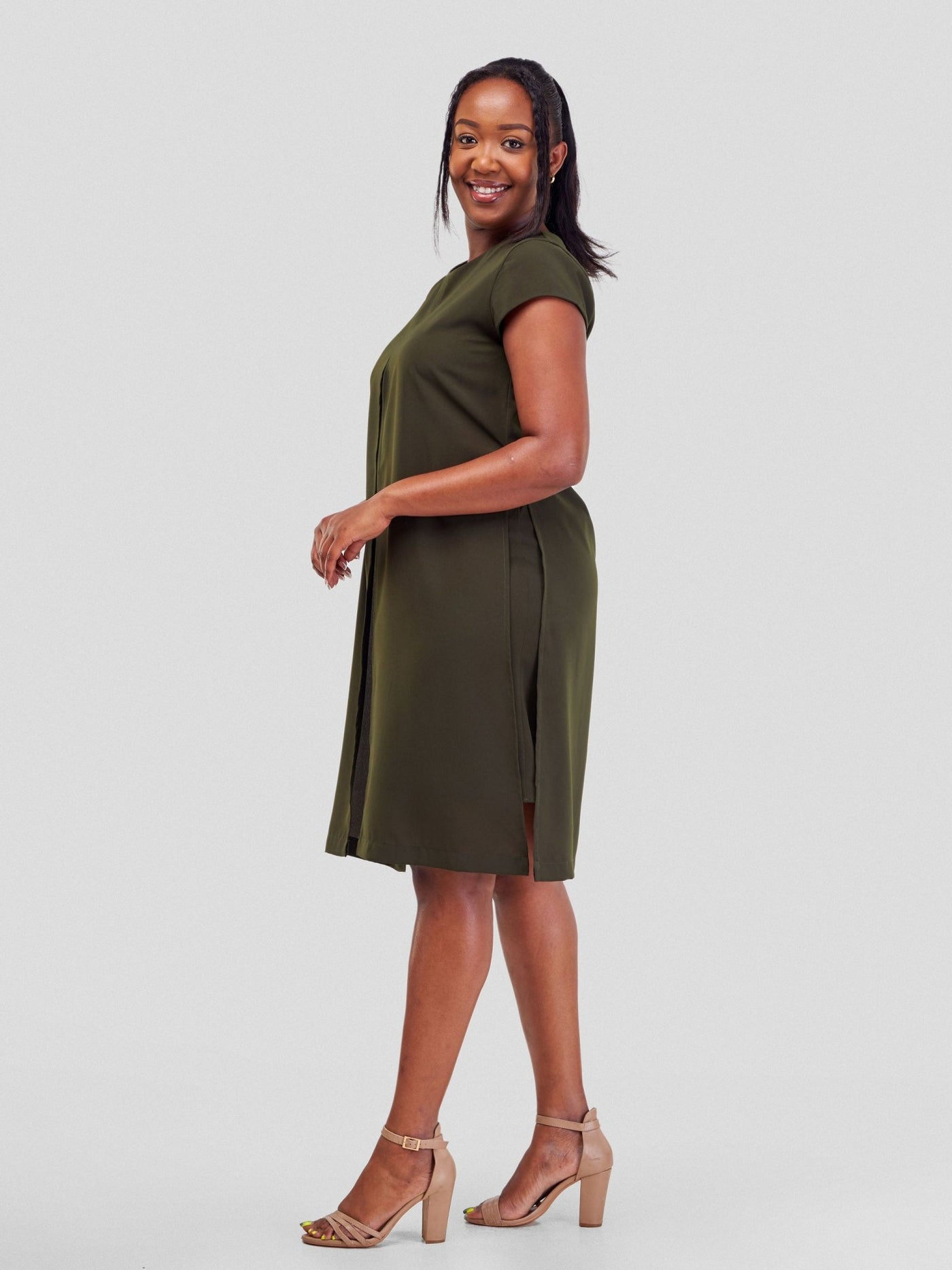 Vivo Amara Cap Sleeve Layered Dress - Hunters Green - Shopzetu