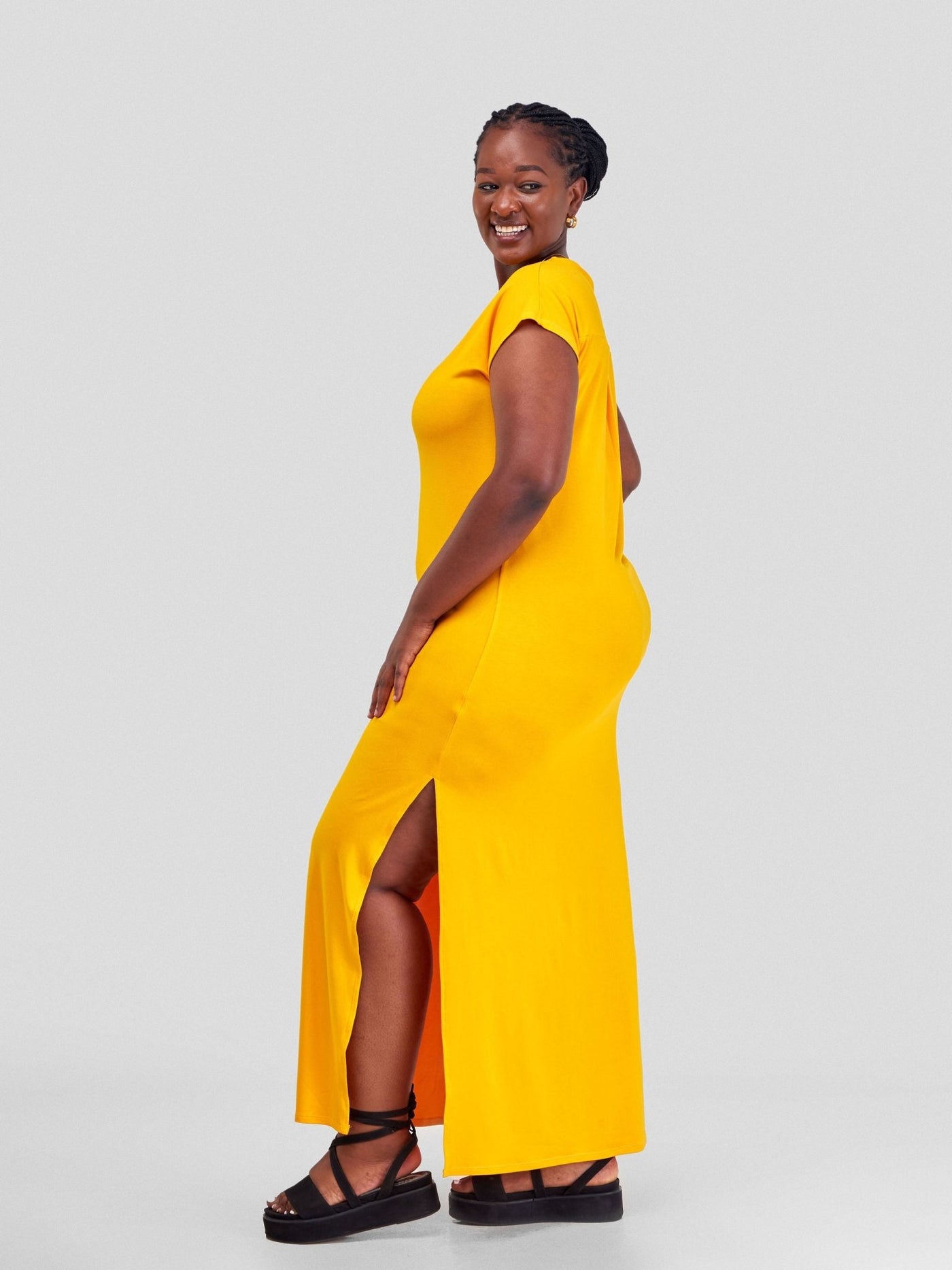 Vivo Amara V-Neck Maxi Dress - Safron - Shopzetu