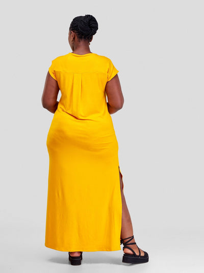 Vivo Amara V-Neck Maxi Dress - Safron - Shopzetu