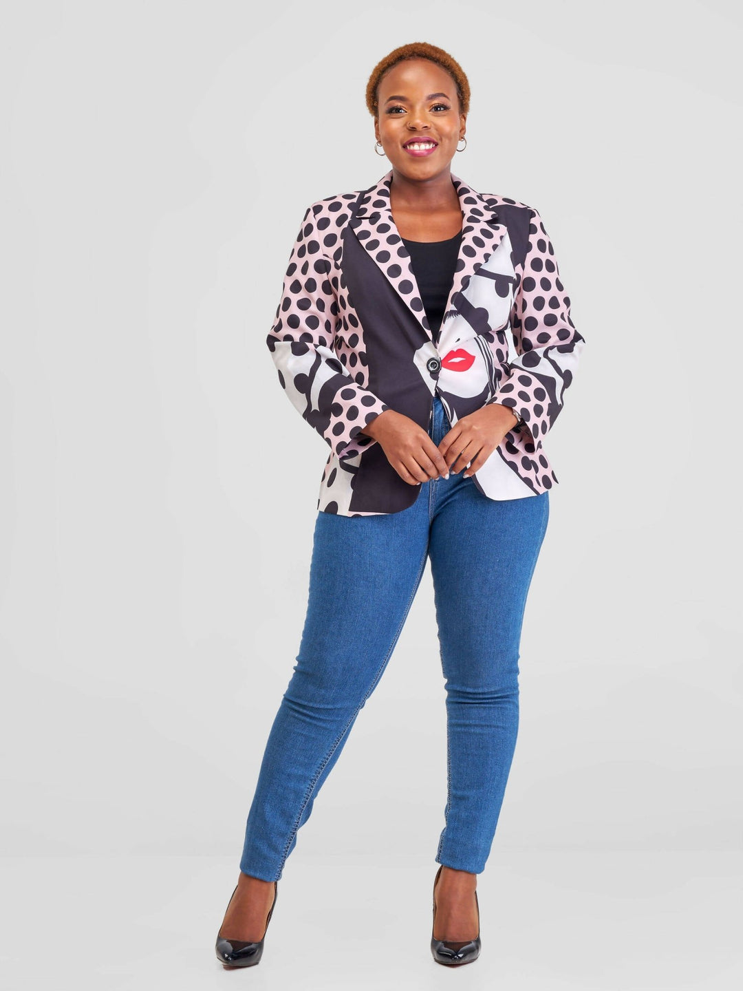 Immaculate Chic Polka Dot Blazer - Rose Pink - Shopzetu
