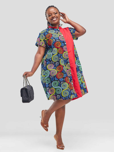 Vazi Afriq Cotton Ankara Shirt Dress - Multicolored - Shopzetu