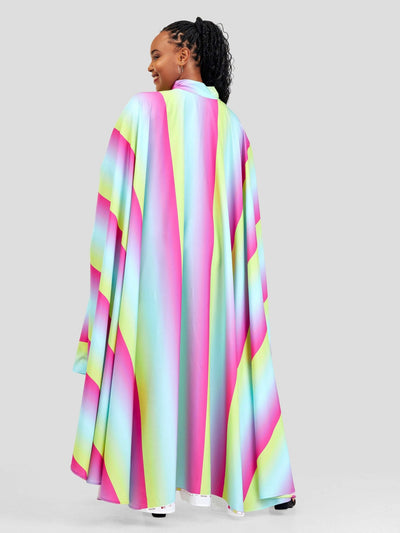 Jolly Fancy Wear Stripped Stirred Neck Tent Maxi Dress - Multicolored - Shopzetu