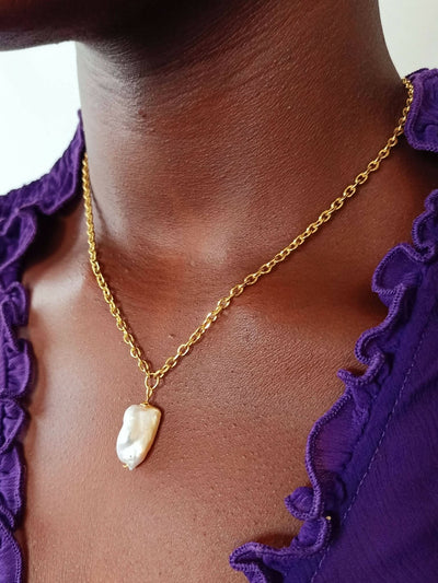 Xara Gems Dakara Baroque Pearl Necklace - Cream - Shopzetu