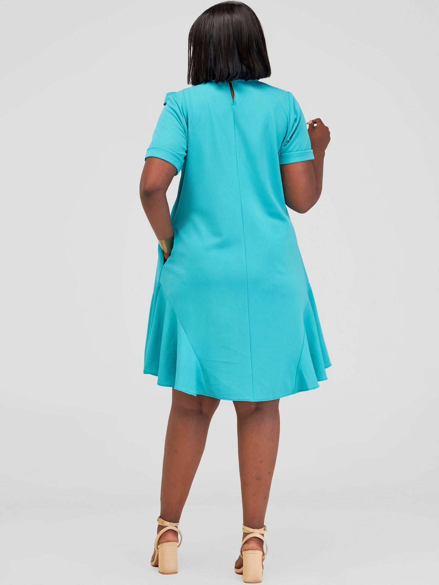 Mariste Foi Shift Dress - Teal - Shopzetu