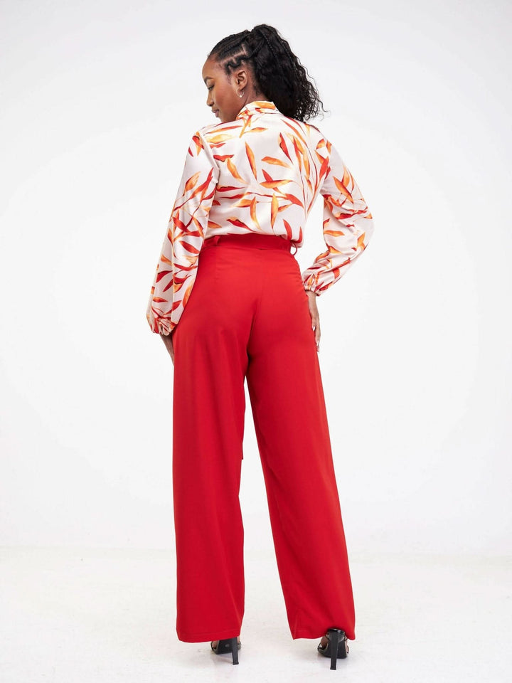 Siri Studio Pleat Palazzo Pants - Rust - Shopzetu