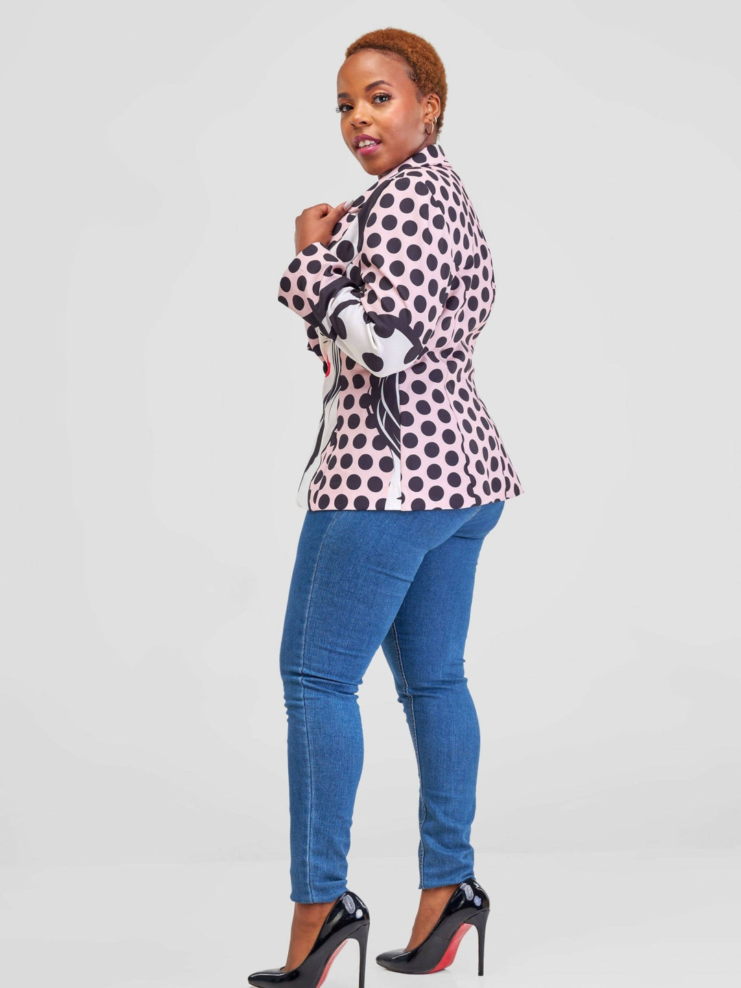 Immaculate Chic Polka Dot Blazer - Rose Pink - Shopzetu