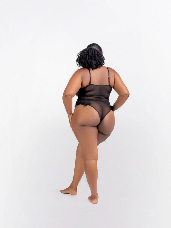 Intimates Kenya-Sexy Lingerie Furry Temptation Passion perspective Bodysuit - Black - Shopzetu